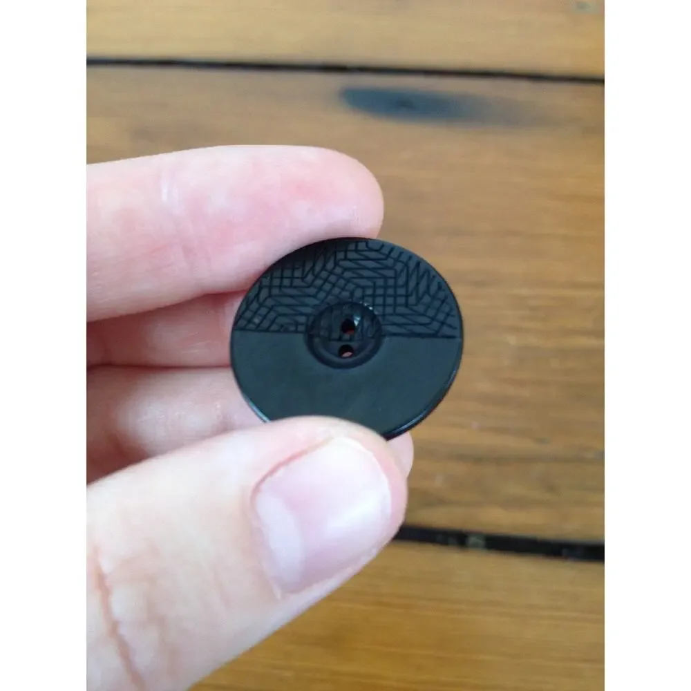 Vintage Art Deco Mid Century Black Geometric Textured Plastic Buttons 2.5cm 2cm
